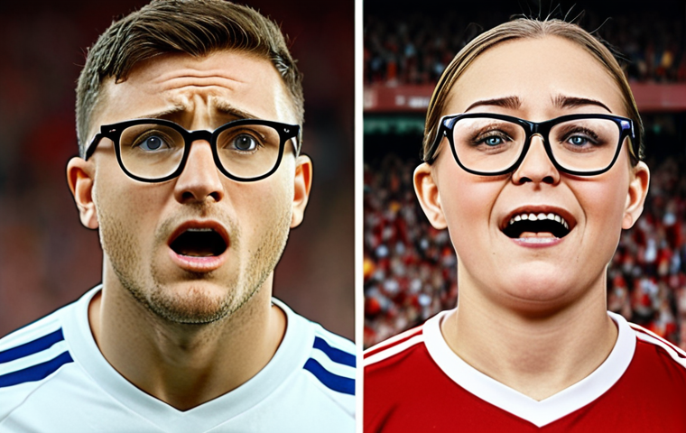 **Image Prompt:** A visual representation of confirmation bias. Depict a person wearing glasses that only show positive news about their favorite football team, while negative news is blurred and ignored. The background shows a split scene: one side is filled with supportive fans and cheering, the other side is empty with disappointed faces.