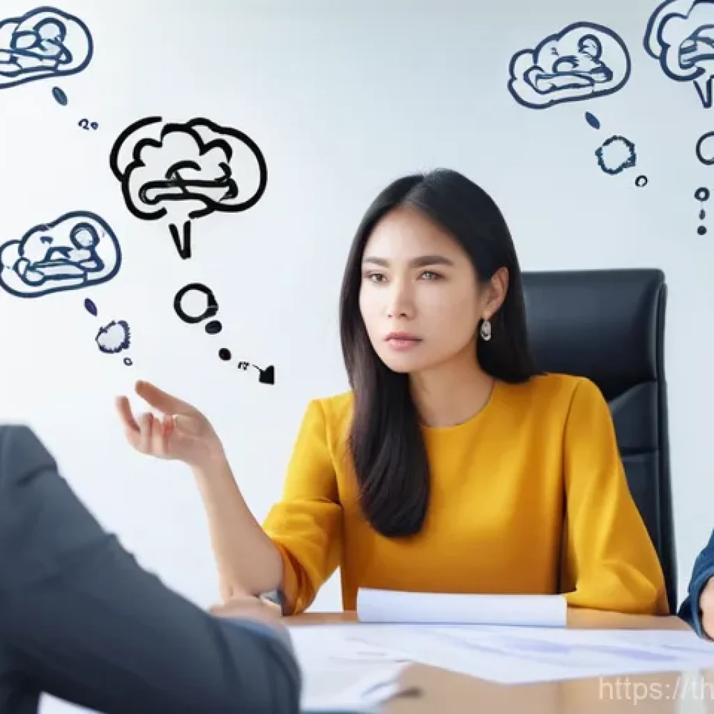 인지 편향 인식 훈련의 심리적 효과 - **Prompt**: A diverse group of Thai professionals in a modern, brightly lit office. One young female...