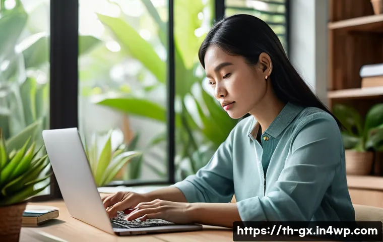 인지 편향과 선택 아키텍처의 관계 - A detailed illustration of a thoughtful Thai adult woman sitting at a modern wooden desk in a cozy h...