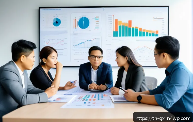 인지 편향과 의사결정의 관계 - A diverse group of Thai adults sitting around a modern meeting table in a bright office, thoughtfull...
