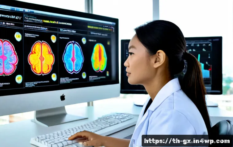 Home 17 인지 편향의 신경과학적 기초 - Photorealistic neuroscience laboratory scene in Thailand, a Thai female researcher in a modest white...